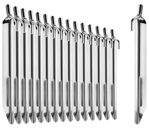 COM-FOUR® 16x piquets de Tente en Acier, piquets Robustes en V | idéal pour les terrains normaux