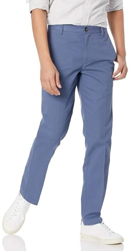 Amazon Essentials Pantalones Chinos de Trabajo de Corte Ajustado, Resistentes a Las Arrugas y sin Pinzas para Hombre, Añil, 32W / 30L
