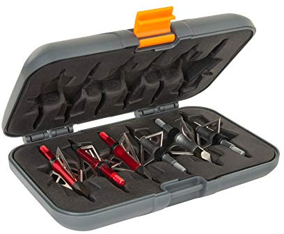 Allen Company Titan Broadhead Box & Caddy - Holds 6 Broadheads with Closed Width Up to 1-3/8 - Outdoor Storage for Bow, Compound Bow, Crossbow Accessories - Gray/Orange