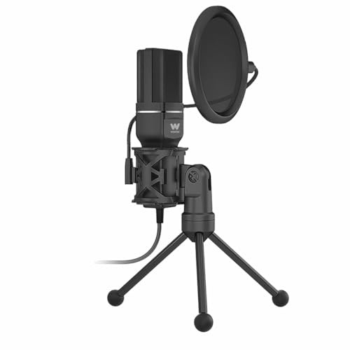 Woxter Mic Studio 60 - Microphone Cardioïde, Trépied Inclus, Connexion USB, Compatible avec Youtube, Skype, Twitch