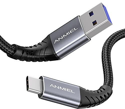 USB-C Kabel,1M 3.1A Schnellladung und 5Gbps Datensynchronisation,geflochtenes USB3.0 A auf USB-C Ladekabel, USB Typ C Kabel,passend für Samsung Galaxy Note 8 S8 S9 S10 S20,Sony XZ,LGV20,HTC usw