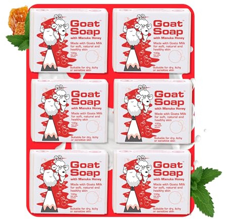 Goat Milk Soap Bars 6 x 100g for Sensitive Skin - Manuka Honey | Made with goat milk to gently cleanse and moisturise dry, sensitive skin with a rich, creamy lather