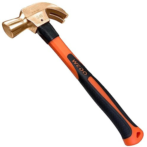 WEDO Martello da carpentiere senza scintille, con manico in fibra di vetro, magnetico, rame berillio, standard BAM/FM/DIN, 910 g, 375 mm, 14