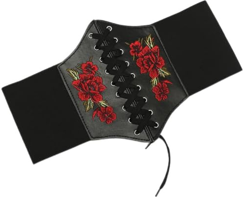 URFEDA Cinturón Corsé Mujer Cinturón con Cordones Cuero Cinturón Ancho Moda Elástico Cinturón Cinturón Mujer Vintage Para Halloween Punk Fiesta Daily Ropa, color, Talla única
