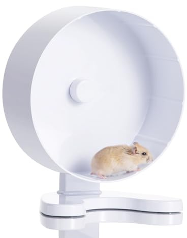 8.7 Super Silent Hamster Wheel for Hamster Exercise Wheel for Gerbil, Syrian & Dwarf, Chinchilla and More Small Anima Running Wheels with Stable Stand, White