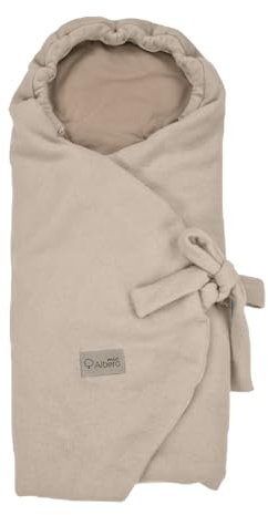 Albero Mio Babyschale Bezug | Größe: 110x105 (+/-2) cm | 100% Baumwolle | Gürtelschlaufen | Atmungsaktives Material | Pflegeleicht | Beige