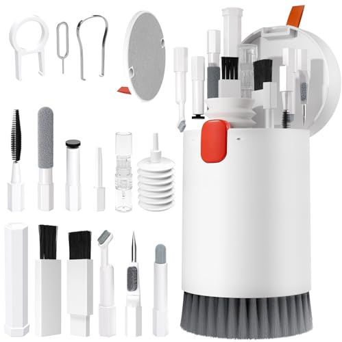 20 en 1 Brosse de Clavier d'outils Nettoyage Multifonctio Extracteur de Clavier, Pinceaux Nettoyant Ecran pour Bluetooth Earbuds Ordinateur Airpods iphone ipad Téléphone Caméra, Blanc Ivoire
