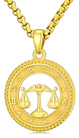 PARYFO Collier avec pendentif signe du zodiaque 12 signes du zodiaque, chaîne horoscope oxydée/or, pendentif constellations, astrologie, cadeau d'anniversaire pour hommes et femmes, 22MM, Argent
