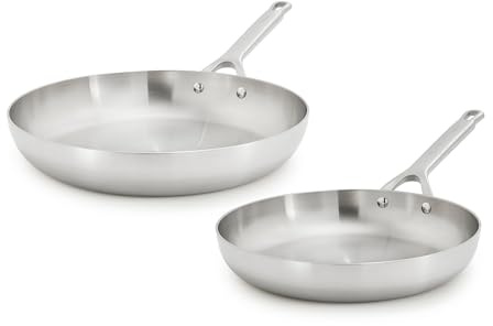 GreenPan x Bobby Flay - Juego de sartenes de acero inoxidable de 10 y 12 pulgadas, compatibles con inducción, duraderas, aptas para lavavajillas, horno y asador a 204.4 °C, sartenes recubiertas de