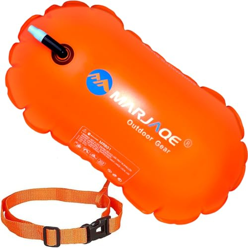 Swim Buoy, Swim Safety Float, Open Water Tow Float with Adjustable Waist Belt for Triathletes Kayakers Snorkelers Swimming Training Racing, Waterproof Inflatable Dry Bag
