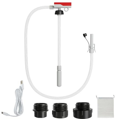 SOARS - Bomba de transferencia de combustible, bomba eléctrica combustible alimentado por batería/USB, con sensor de apagado automático, 3 adaptadores para bidones de gas, para gasolina, aceite