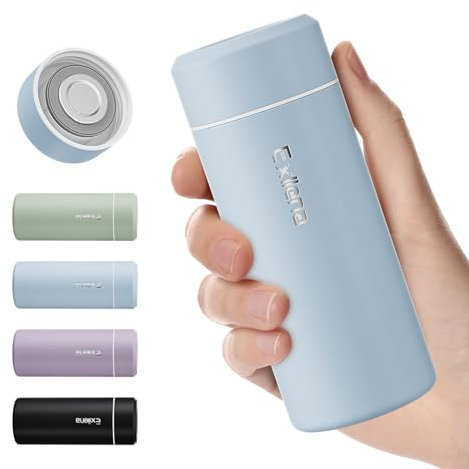 Exllena 【Upgraded】 Small Water Bottle for Handbag – 250ml Mini Flask for Hot & Cold Drinks, Perfect Small Insulated Water Bottle for Travel, Milk, Coffee... (Sky Blue)