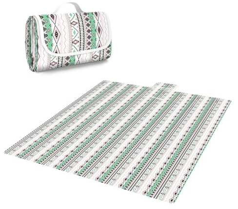 Picnic Blanket Waterproof Outdoor Extra Large Beach Camping Blanket, Portable Foldable Oxford Cloth Waterproof Picnic Mat for Grass, Beach, Camping, Family Picnic (White Bohemian, 200*200 cm)
