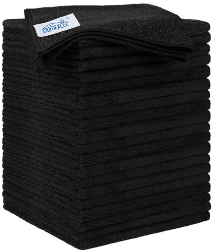 HOMEXCEL Black Microfiber Cleaning Cloth 20 Pack 11.5 x 11.5 inch Microfiber Towels for Cars Ultra Absorbent Car Washing Cloth Lint Free Streak Free Cleaning Rags for Car, Kitchen Window