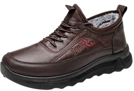 Scarpe invernali foderate da uomo, scarpe da passeggio, antiscivolo, morbide, leggere, per il tempo libero, comode e calde, suola piatta, in tessuto, per il tempo libero, il campeggio, caffè, 41 EU