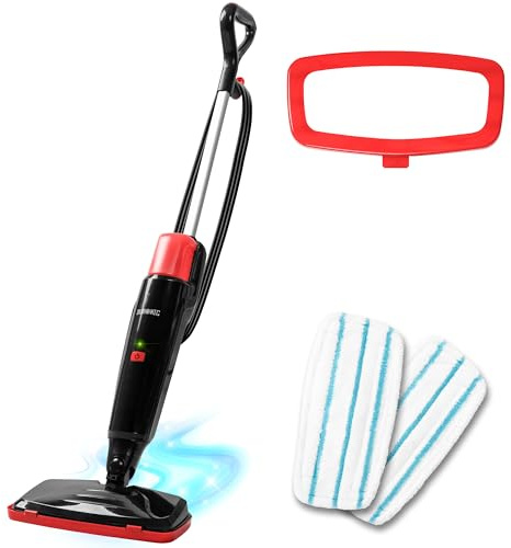 Duronic STM15 BK Balai nettoyeur vapeur de 1500W Réservoir de 500 ml Température maximale de 100°C Nettoyage sol dur carrelage tapis Nettoie sans produits chimiques