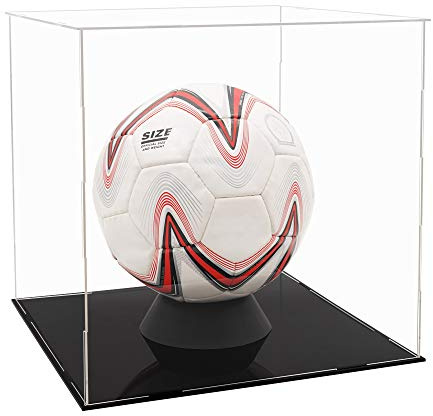 Tingacraft Acrílico Vitrina Cristal (30 x 30 x 30 cm) Cubo para Balon de Futbol, Caja Metacrilato Expositor para Figura Colecciones