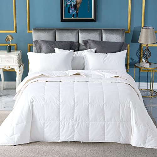 Globon Summer Down Comforter Blanket Queen Size, Extra Lightweight Duvet Insert for Hot Sleepers, Noiseless & Extra Soft,90x90 inches,10 Ounce Fill Weight, White