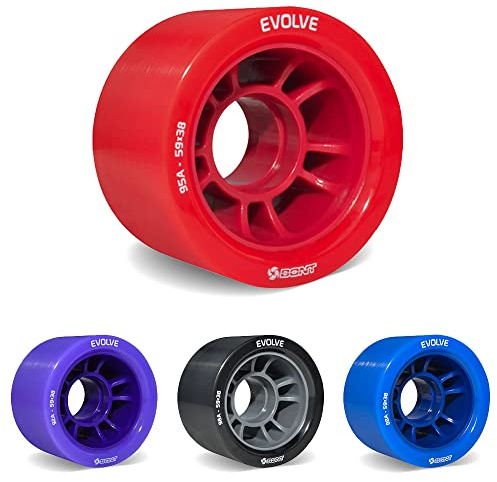 Bont Skates - Evolve Roller Derby Skate Wheel - Indoor Roller Skate Wheels - Rollerskate Wheels - Red 95A - Set of 4 Wheels (Red 95A - Set of 4 Wheels)