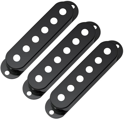 Musiclily Pro Plast Pickupkåpa Strata Singe Coil för USA/Mexico Strat Gitarr, Svart(3st)
