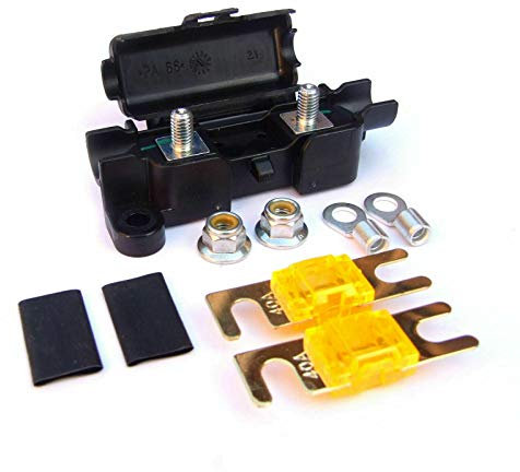 TopHomer Sicherungshalter 12V mit 2 Mini ANL Sicherungen 40A + 4mm Anschlüssen – Spritzwassergeschützt für Auto, LKW, Wohnmobil, Boot, Motorrad