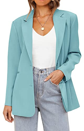 MEROKEETY Blazers for Women Business Casual 2025 Fall Oversized Long Sleeve Lapel Suit Jacket Work Office Blazer, Sage, M