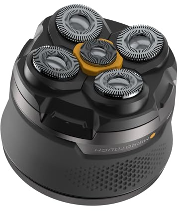 Microtouch Titanium Electric Head Shaver - Rechargeable Head and Face Shaver for Men, Cordless Razor, Hypoallergenic Wet/Dry Shaving, Precision Head Trimmer, Lithium Power, Battery Powered
