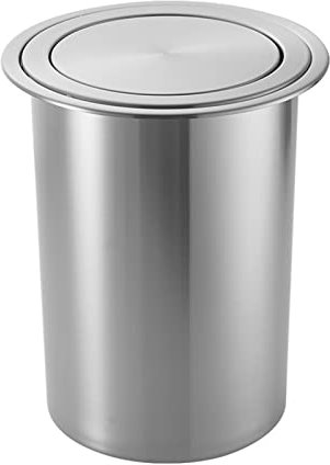 Pattumiera da Incasso da Piano Lavoro con Coperchio Girevole, Pattumiera Piccola con Coperchio a Ribalta di Bilanciamento Pattumiera Cucina Rotonda in Acciaio Inossidabile Spazzolato,S