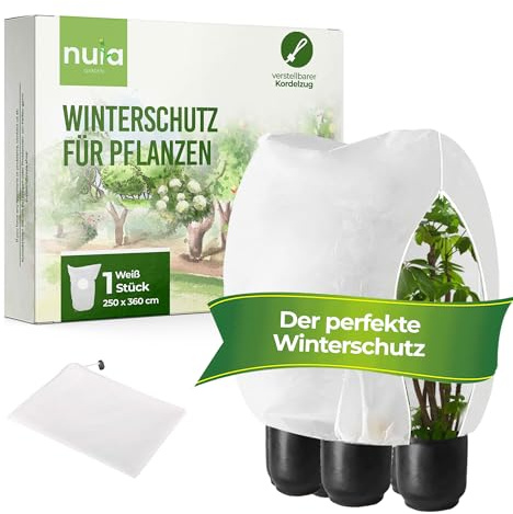 nuia Garden växtskydd vinter – vinterskydd för växter ljus – andningsbart, ljusgenomsläppligt skyddsfodral för växter på vintern (360 x 250 cm)