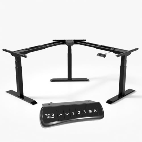 Office Jack® Eckschreibtisch Elektrisch Höhenverstellbar Gestell Memory-Funktion & Anti-Kollision L-Form (Schwarz, 1 x Verlängerungs-Set)