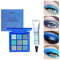 Palette Ombretti 9 Colori Matte E Glitter, Waterproof, Sfumatura Matte Scintillante, Ombretto Glitter Altamente Pigmentato, Palette Trucco Occhi Glitter (Blu, 1)