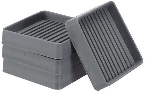 PATIKIL 2.5x2.5 Square Rubber Furniture Pads, 4 Pack Non Slip Caster Cups Anti Skid Floor Protectors for Furniture Feet Bed Couch Chair Table Stopper, Grey