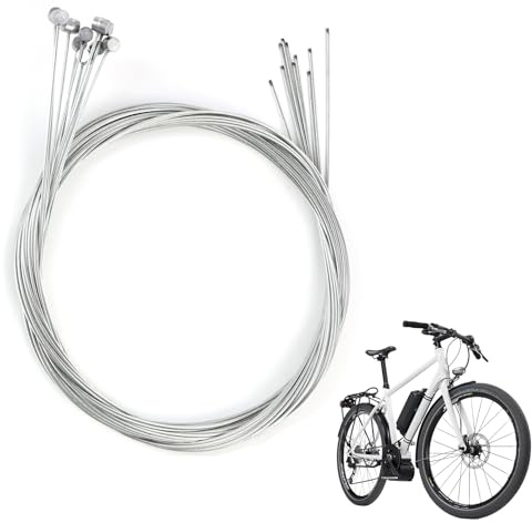 10 PCS Bike Brake Cable, Universal Stainless Steel Universal Inner Bike Brake Cables Smooth Inner Brake Cable Set Replacement for Mountain Road Bike Parts Compatible with Bike Gear Cable