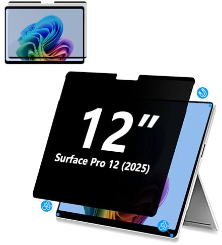 Adeway Pantalla de privacidad magnética Surface Pro de 12 pulgadas (2025), antirreflejos, protección lateral de 30°, filtro lavable y reutilizable, instalación sin burbujas.