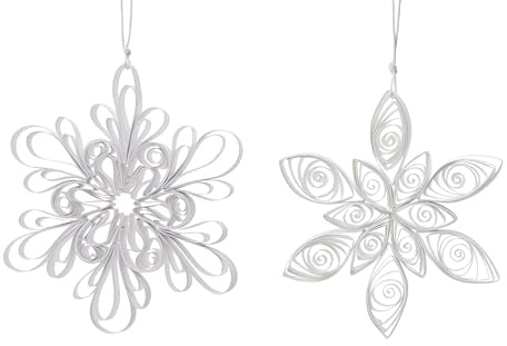 Kaemingk Weihnachtsschmuck Blume 12cm Papier 1 Stück Sortiert - Papierblume zum Aufhängen - Dekoblume für Weihnachten - Christbaumanhänger & Weihnachtsbaumschmuck - Fensterdeko Winter - Weiß