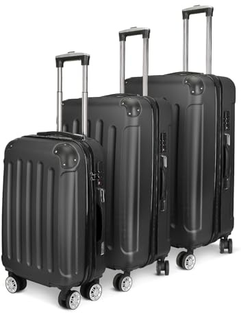 Caluself Lot de 3 valises rigides - Valise de voyage et trolley - Bagage à main - Valise rigide en ABS avec serrure à combinaison et 4 roues
