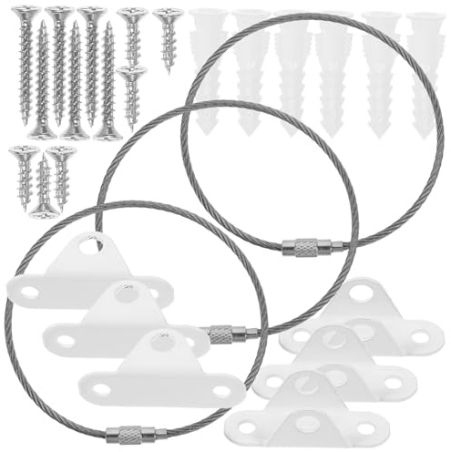 ORFOFE 3 Sets Furniture Safety Straps White Anti-tip Anchors with Stainless Steel Cables for Secure Home Furniture Stability and Earthquake Protection
