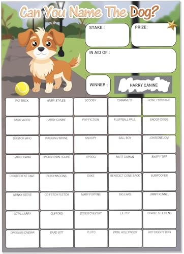 Pack of 10 Dog Fundraising Cards - A5 Size - 40 Squares and Scratch Off Winner for Charity