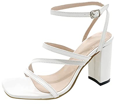 Remsandaler damer sommar, damer sandaler med klack, elegant blockklack, klackskor, öppen tå, ventilerande kvällsskor, bekväma sandaletter, fiskmun, festsandaler, fashionabla fritidssandaler