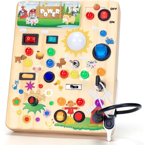 Montessori Spielzeug Busy Board ab 1 Jahr Activity Board aus Holz-Bauernhof