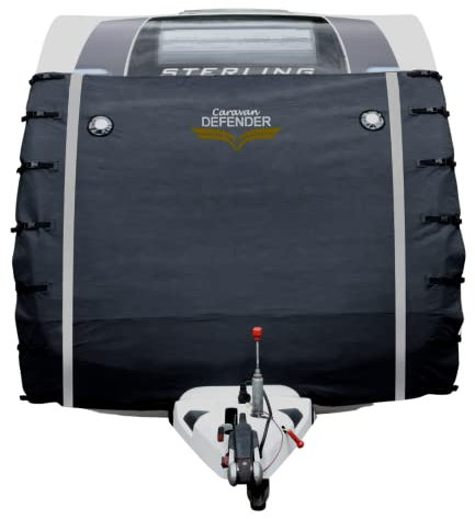 Caravan Defender Universal Front Towing Cover with LED Lights – Window Protection with Fleeced Backing Accessories for Caravans – Dark Grey (Dark Front)