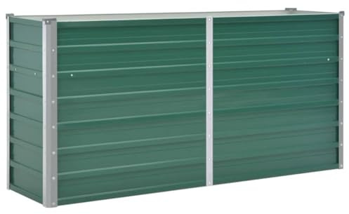vidaXL Odlingslåda upphöjd galvaniserat stål 160x40x77 cm grön