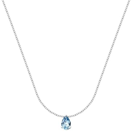 Bluespirit Collana da donna, Collezione Aurora, in Argento 925, Zirconi,Idee regalo, Ciondolo a goccia - P.25U210000200