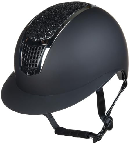 HKM Glamour Shield Casco de Montar para Mujer Negro/Plateado 56-58 cm
