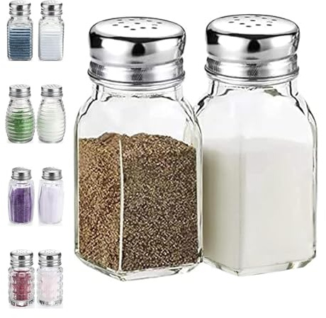 Salt and Pepper Shakers Set,DWTS DANWEITESI Salt Shaker with Stainless Lid-Glass Spice Jars Kitchen Gadgets,Clear to Know When to Fill,Farmhouse Salt Pepper Shakers Cute Kitchen Essentials Decoration