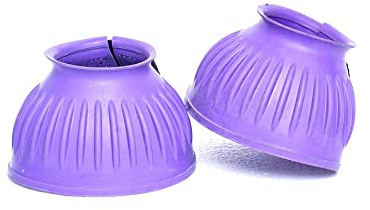 Equitack One Pair Rubber Bell Boot - Overreach Boots with Easy Touch Closure | Premium 6mm PVC Rubber Safeguard for Hoof Damage | Pony Boots for Horse (Purple, Cob)
