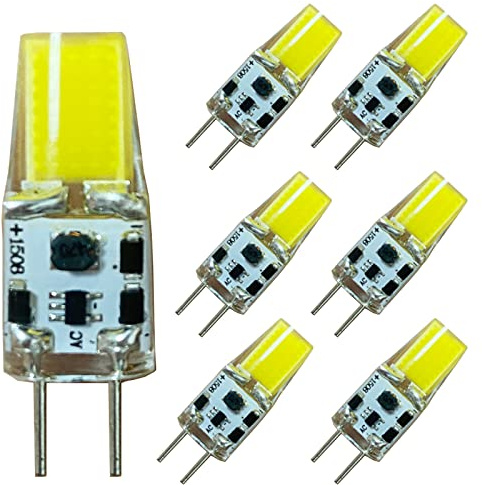 WorldDecorations LED GY6.35 Lampadina 5W Equivalente a 50W Lampada Alogena, 500LM, Nessun Sfarfallio, Non Dimmerabile, AC/DC 12V Confezione da 7 Pezzi (Bianco Freddo 6000k)