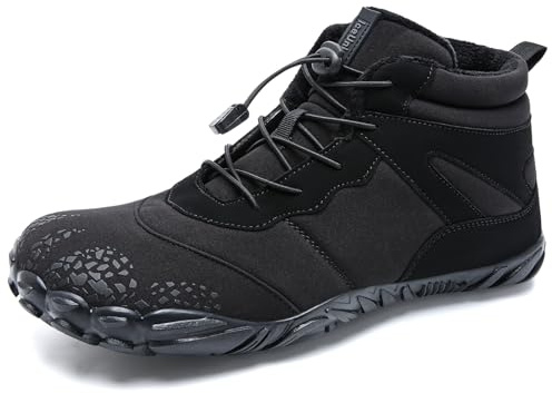 IceUnicorn Barfußschuhe Winter Warm Gefüttert Winterstiefel Winterschuhe Damen Herren(Winter Schwarz,40EU)