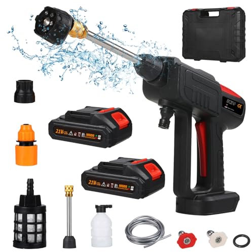Battery Jet Wash, Cordless Pressure Washer, 60Bar 150W Power Washer, with 6in1 Spray Portable Pressure Washer for Car Fence Floor Cleaning Watering
