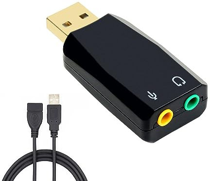 Kinetxiaxia USB 3,5 mm Stereo Jack Audio Adapter, USB to AUX Cable, Computer Peripheral Devices Built-in Chip for Windows Mac Linux PC Laptops Desktops PS4 PS5 Black Headphones
